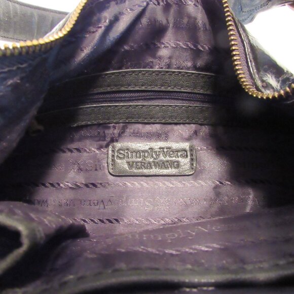 Simply Vera Vera Wang Black Single Handle Hobo/Handbag Purse Pleated Front - Picture 5 of 7